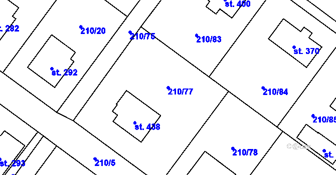 Parcela st. 210/77 v KÚ Načeradec, Katastrální mapa