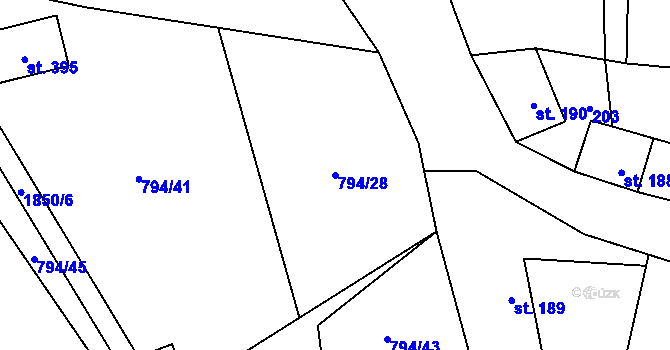 Parcela st. 794/28 v KÚ Načeradec, Katastrální mapa