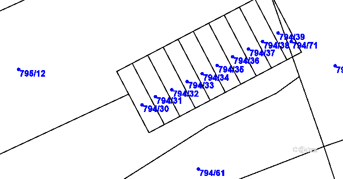 Parcela st. 794/32 v KÚ Načeradec, Katastrální mapa