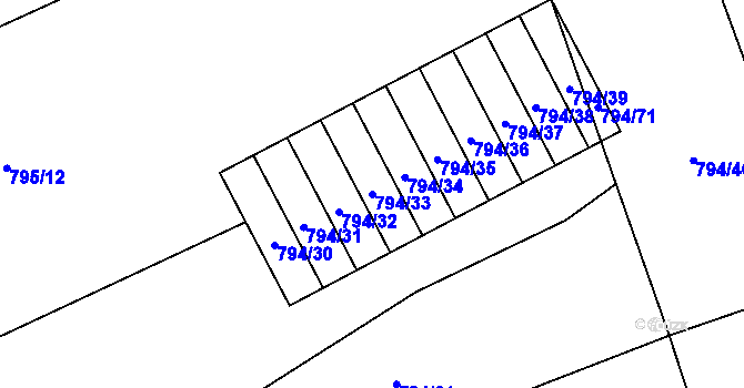 Parcela st. 794/33 v KÚ Načeradec, Katastrální mapa