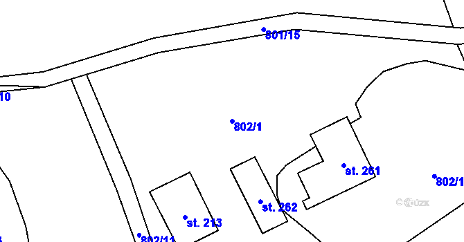 Parcela st. 802/1 v KÚ Načeradec, Katastrální mapa