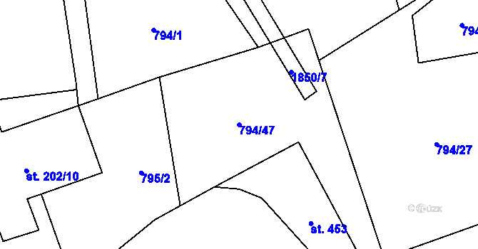 Parcela st. 794/47 v KÚ Načeradec, Katastrální mapa