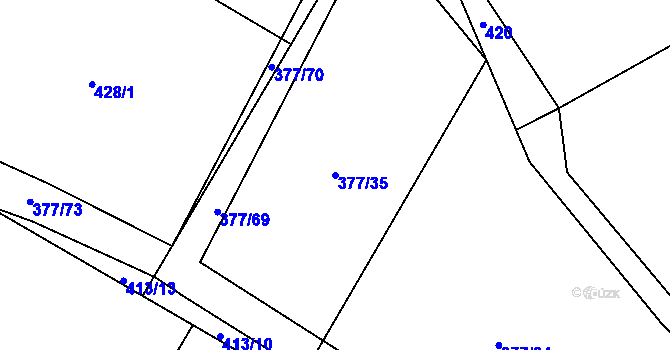 Parcela st. 377/35 v KÚ Načeradec, Katastrální mapa