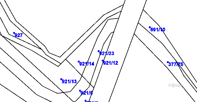 Parcela st. 921/23 v KÚ Načeradec, Katastrální mapa