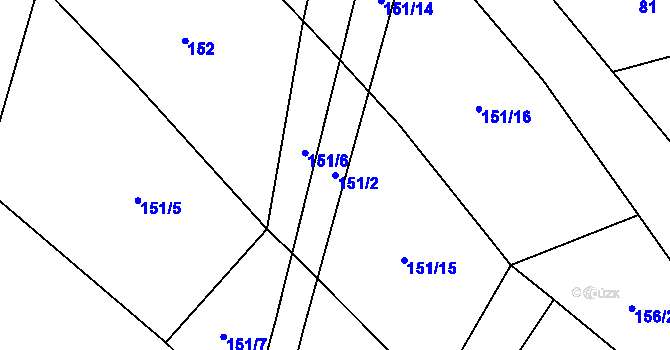 Parcela st. 151/2 v KÚ Olešná u Načeradce, Katastrální mapa