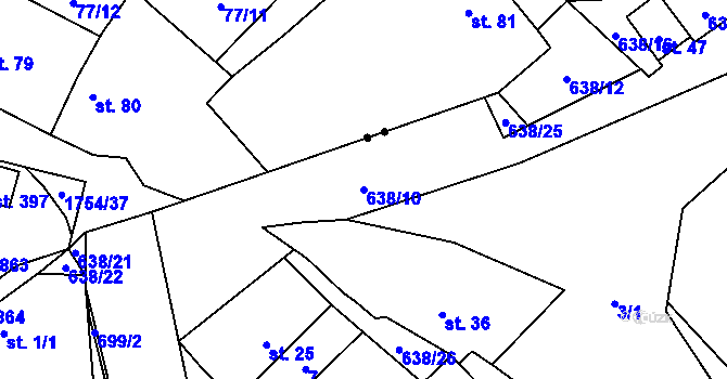 Parcela st. 638/10 v KÚ Olešná u Načeradce, Katastrální mapa