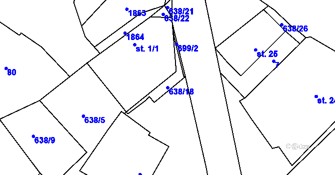 Parcela st. 638/18 v KÚ Olešná u Načeradce, Katastrální mapa