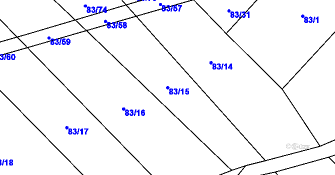 Parcela st. 83/15 v KÚ Olešná u Načeradce, Katastrální mapa