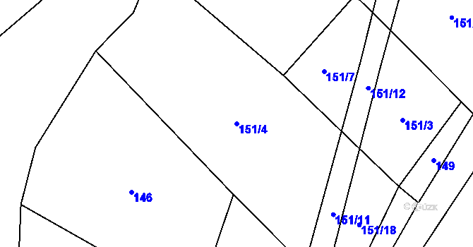 Parcela st. 151/4 v KÚ Olešná u Načeradce, Katastrální mapa
