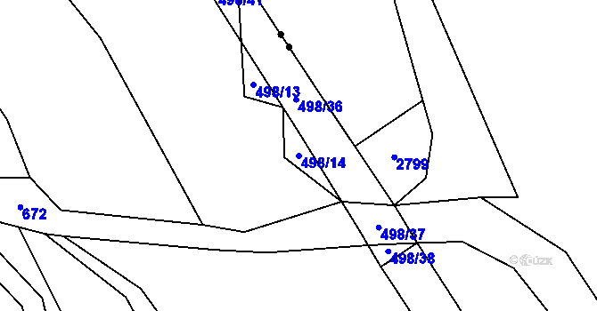 Parcela st. 498/14 v KÚ Olešná u Načeradce, Katastrální mapa