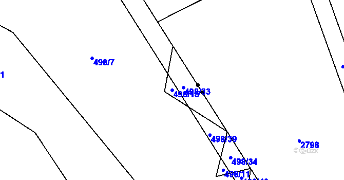 Parcela st. 498/15 v KÚ Olešná u Načeradce, Katastrální mapa