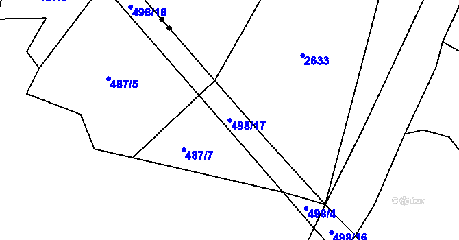 Parcela st. 498/17 v KÚ Olešná u Načeradce, Katastrální mapa