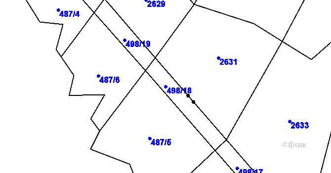Parcela st. 498/18 v KÚ Olešná u Načeradce, Katastrální mapa