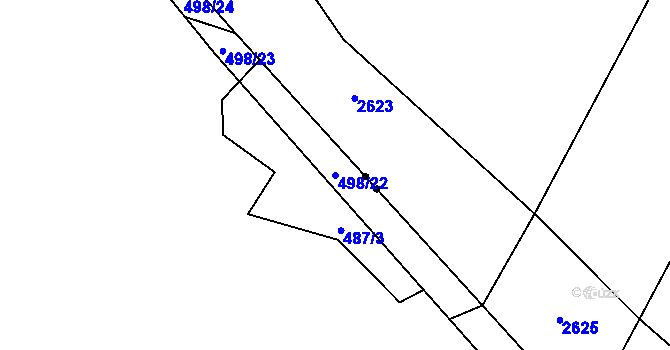 Parcela st. 498/22 v KÚ Olešná u Načeradce, Katastrální mapa