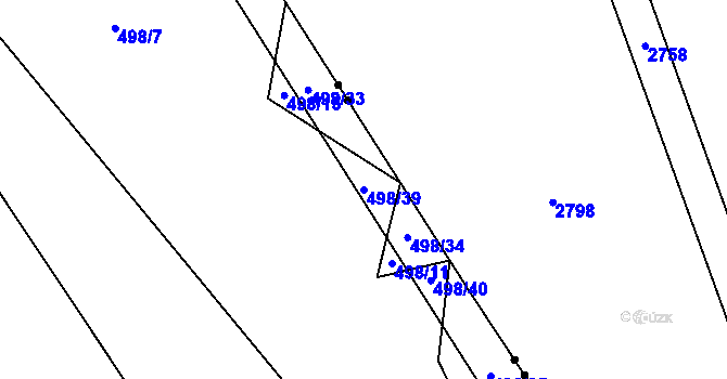 Parcela st. 498/39 v KÚ Olešná u Načeradce, Katastrální mapa