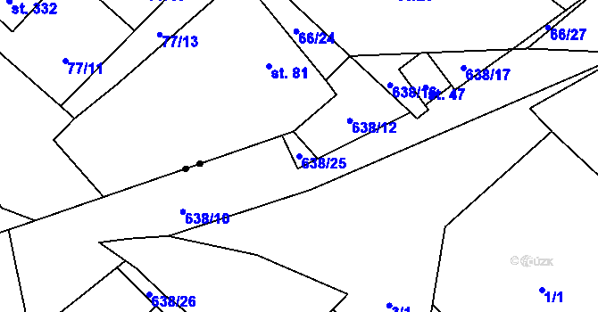 Parcela st. 638/25 v KÚ Olešná u Načeradce, Katastrální mapa