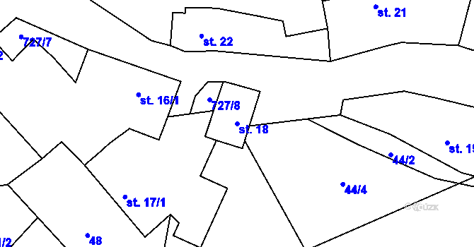 Parcela st. 18 v KÚ Vračkovice, Katastrální mapa