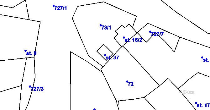Parcela st. 37 v KÚ Vračkovice, Katastrální mapa