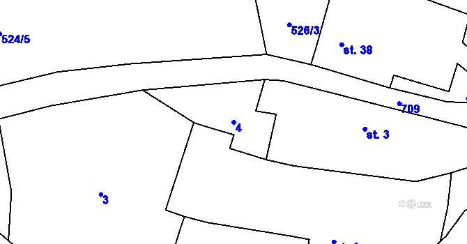 Parcela st. 4 v KÚ Vračkovice, Katastrální mapa