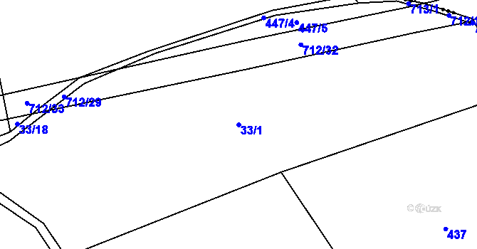 Parcela st. 33/1 v KÚ Vračkovice, Katastrální mapa