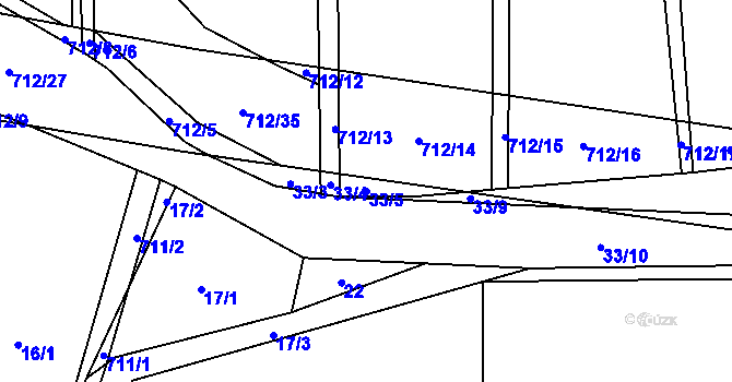 Parcela st. 33/5 v KÚ Vračkovice, Katastrální mapa