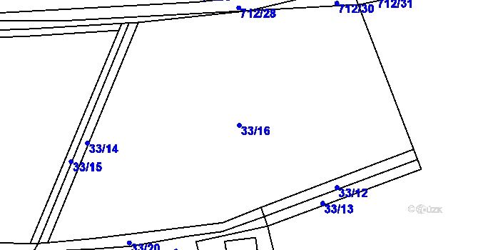 Parcela st. 33/16 v KÚ Vračkovice, Katastrální mapa