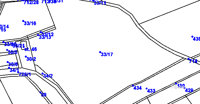 Parcela st. 33/17 v KÚ Vračkovice, Katastrální mapa