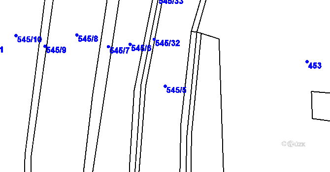 Parcela st. 545/5 v KÚ Vračkovice, Katastrální mapa