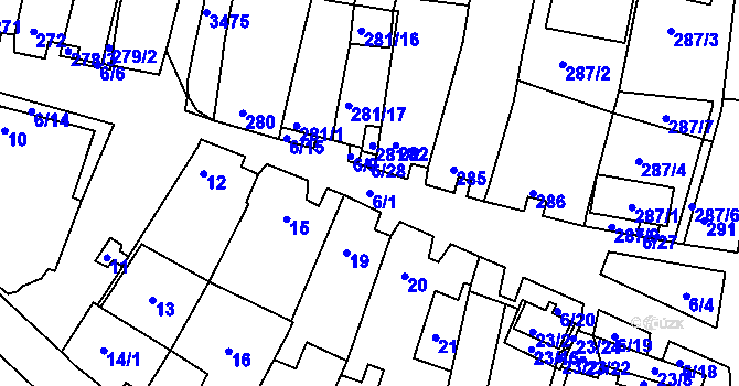 Parcela st. 6/1 v KÚ Načeratice, Katastrální mapa