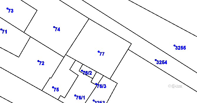 Parcela st. 77 v KÚ Načeratice, Katastrální mapa