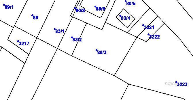 Parcela st. 80/3 v KÚ Načeratice, Katastrální mapa