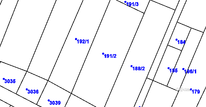 Parcela st. 191/2 v KÚ Načeratice, Katastrální mapa