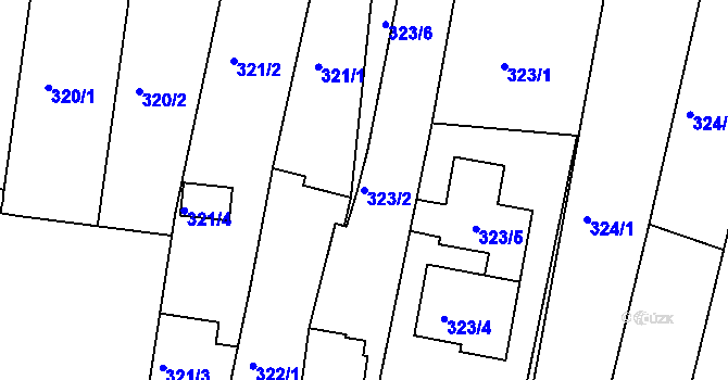 Parcela st. 323/2 v KÚ Načeratice, Katastrální mapa