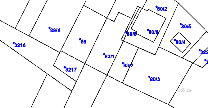 Parcela st. 83/1 v KÚ Načeratice, Katastrální mapa