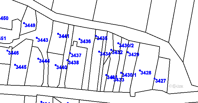 Parcela st. 3434 v KÚ Načeratice, Katastrální mapa