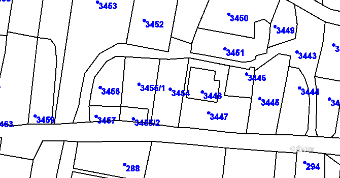 Parcela st. 3454 v KÚ Načeratice, Katastrální mapa