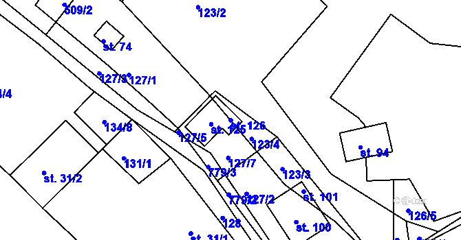 Parcela st. 126 v KÚ Licomělice, Katastrální mapa