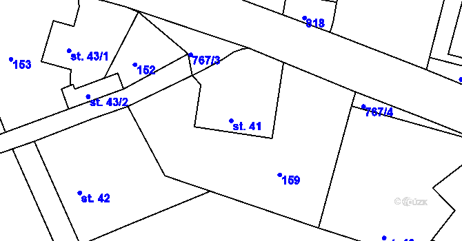 Parcela st. 41 v KÚ Licomělice, Katastrální mapa