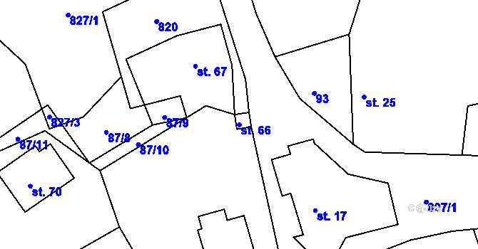 Parcela st. 66 v KÚ Licomělice, Katastrální mapa