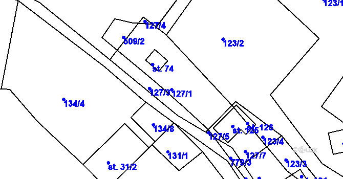 Parcela st. 127/1 v KÚ Licomělice, Katastrální mapa