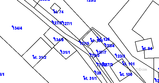 Parcela st. 127/5 v KÚ Licomělice, Katastrální mapa
