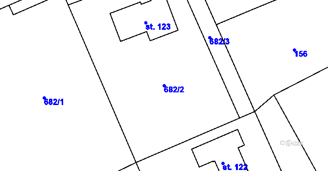 Parcela st. 682/2 v KÚ Licomělice, Katastrální mapa