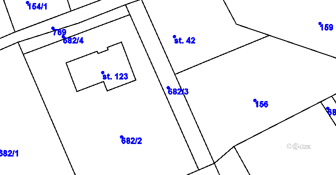 Parcela st. 682/3 v KÚ Licomělice, Katastrální mapa