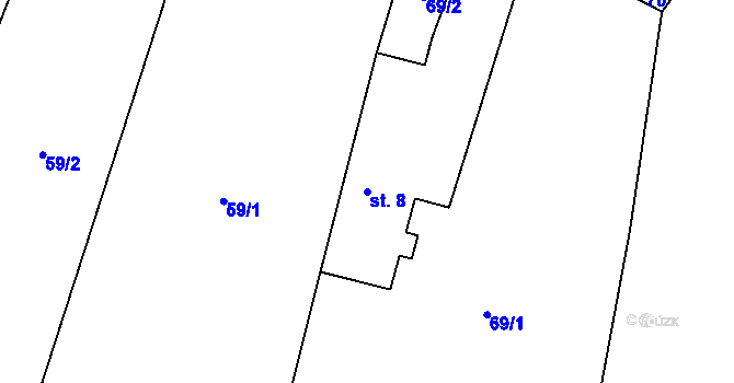 Parcela st. 8 v KÚ Načešice, Katastrální mapa