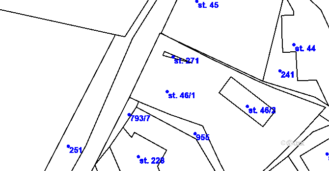 Parcela st. 46 v KÚ Načešice, Katastrální mapa