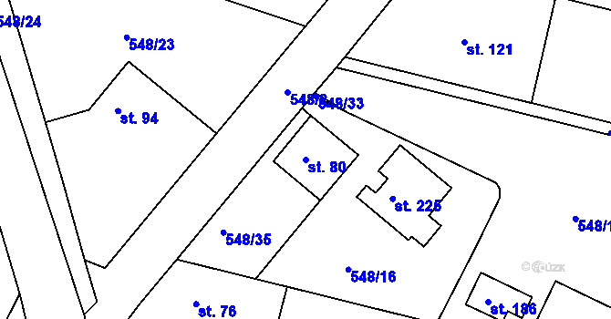 Parcela st. 80 v KÚ Načešice, Katastrální mapa