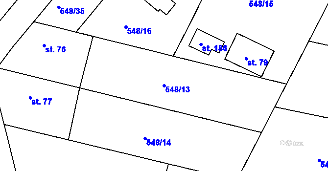 Parcela st. 548/13 v KÚ Načešice, Katastrální mapa