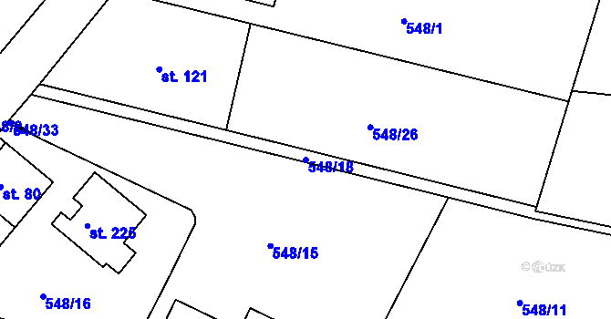 Parcela st. 548/18 v KÚ Načešice, Katastrální mapa