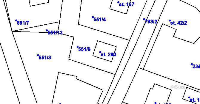 Parcela st. 280 v KÚ Načešice, Katastrální mapa