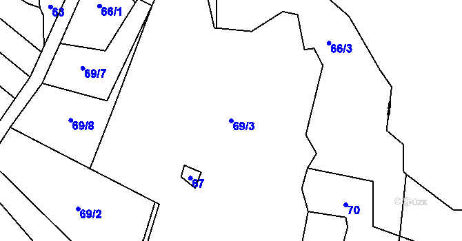 Parcela st. 69/3 v KÚ Chlístov u Nadějkova, Katastrální mapa